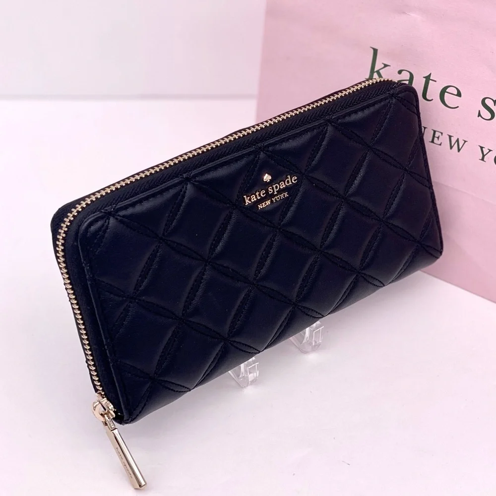 Kate Spade Large Natalia Continental Quilted Leather Wallet Black